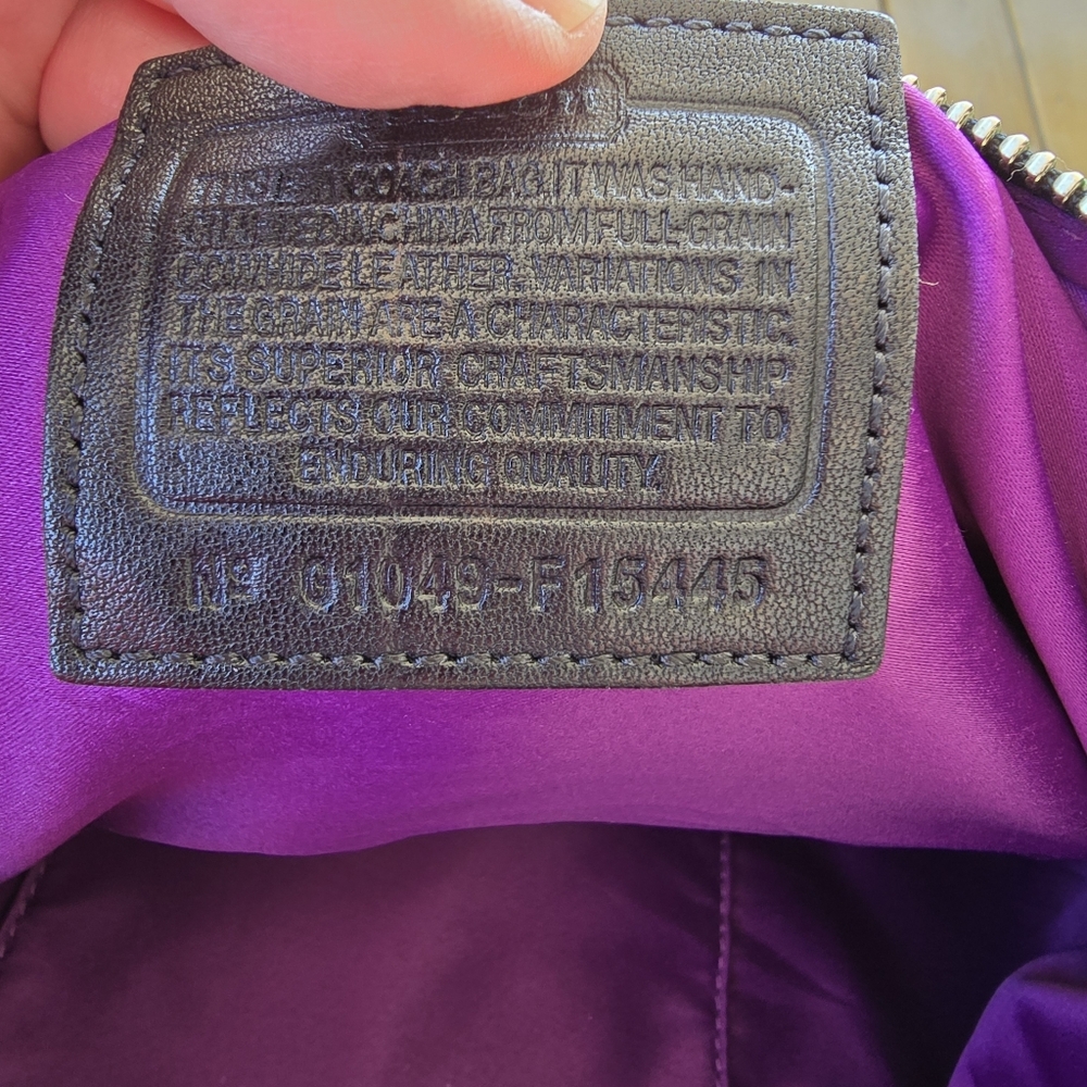 Coach Ashley Black Leather Satchel Shoulder Bag Great Condition Purple Lining - Picture 14 of 15